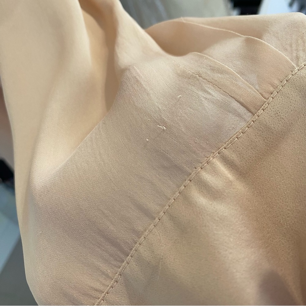 STELLA MCCARTNEY BEIGE PINK SILK RUFFLE BUTTON DOWN LONG SLEEVE BLOUSE - Picture 7 of 11